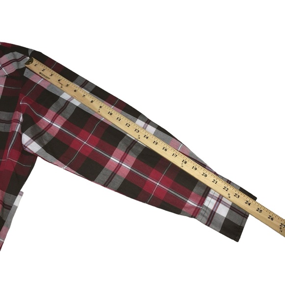 Wrangler Western ‎Pearl Snap Brown Red Plaid Long Sleeve Shirt - Men’s XL - Picture 6 of 13